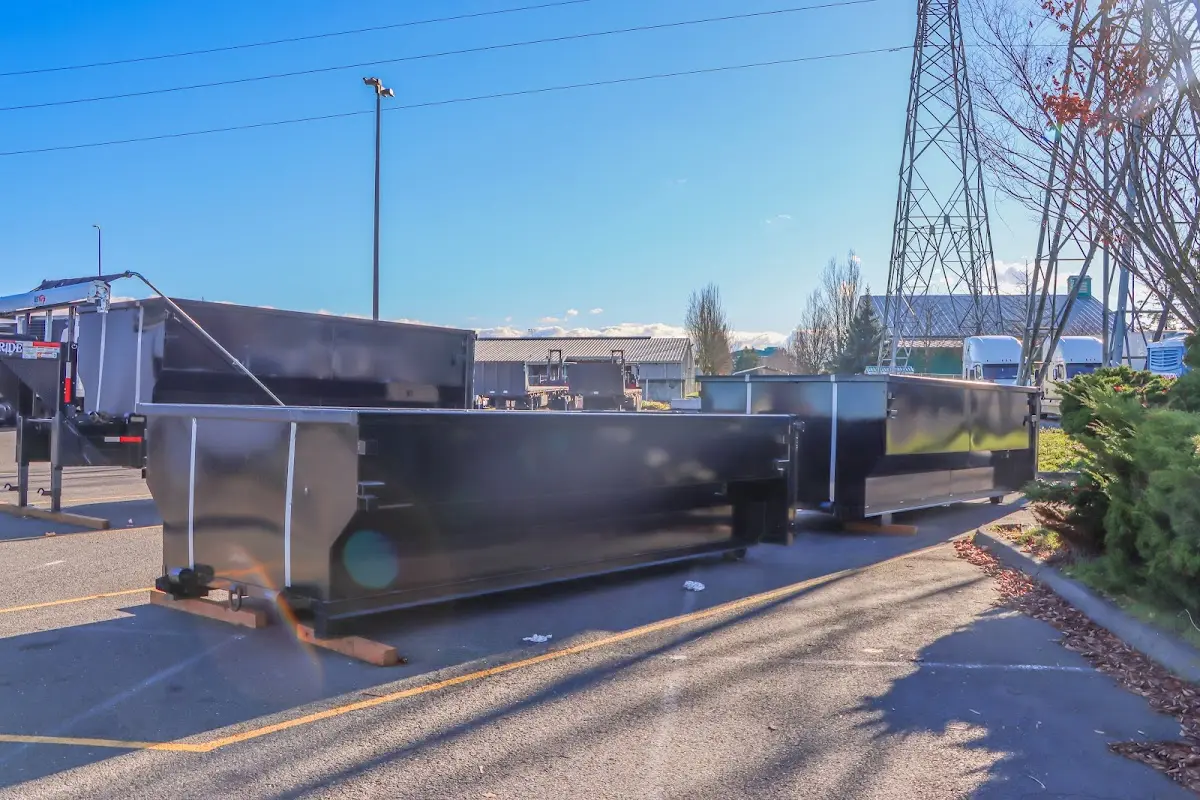 Roll-off dumpster ready for waste disposal at job site for 15 Yard Dumpster Rental in West Allis